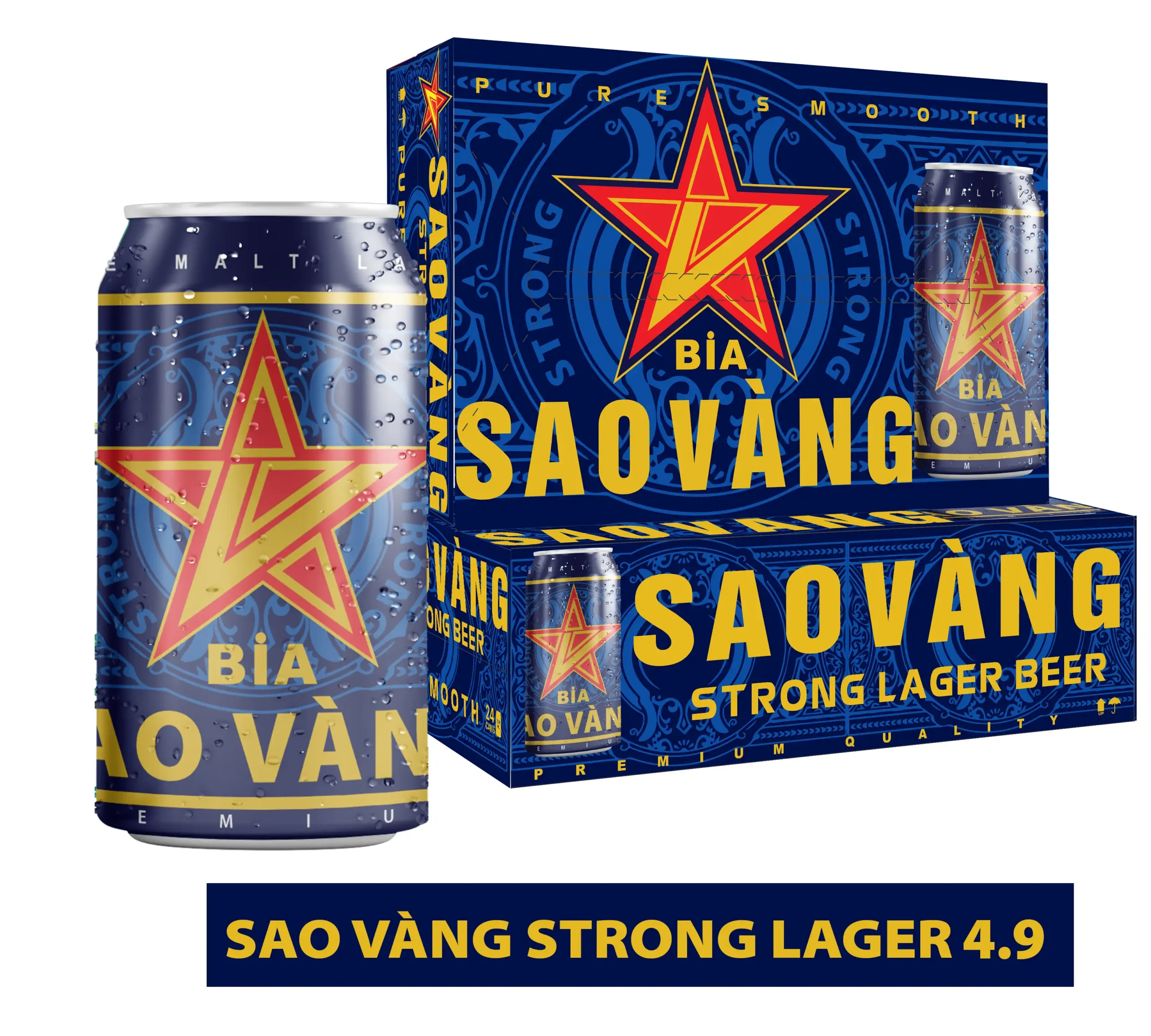 THUNG BIA LON SAO VANG STRONG LAGER 4.9